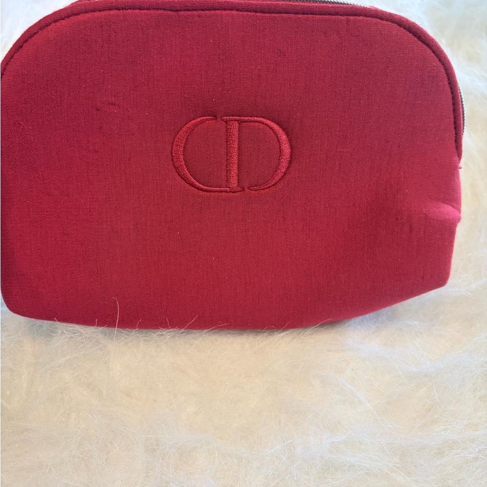 Dior Red Cosmetic Pouch with CD Logo